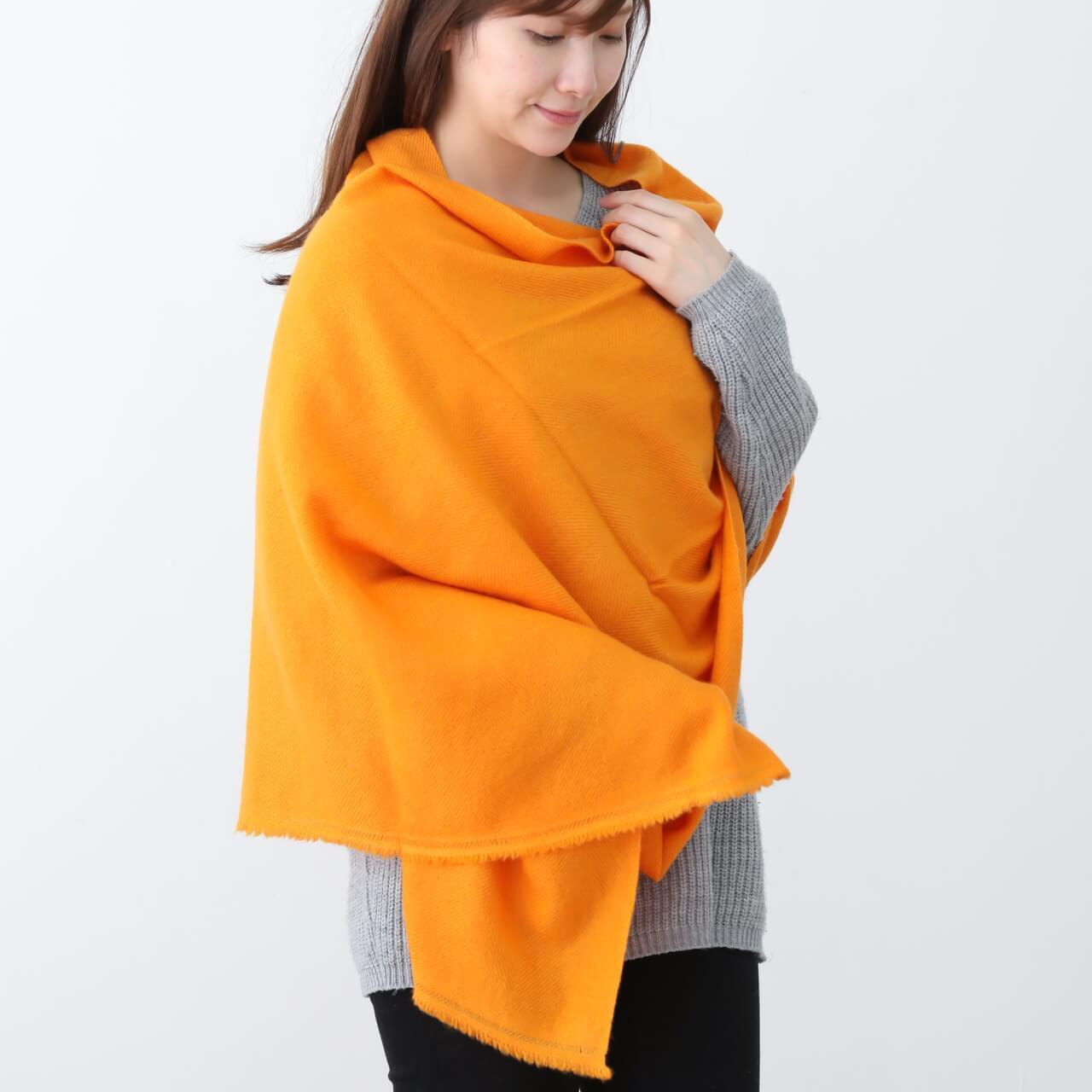 カシミヤ100%ストール オレンジ | ヒマラヤンギフト