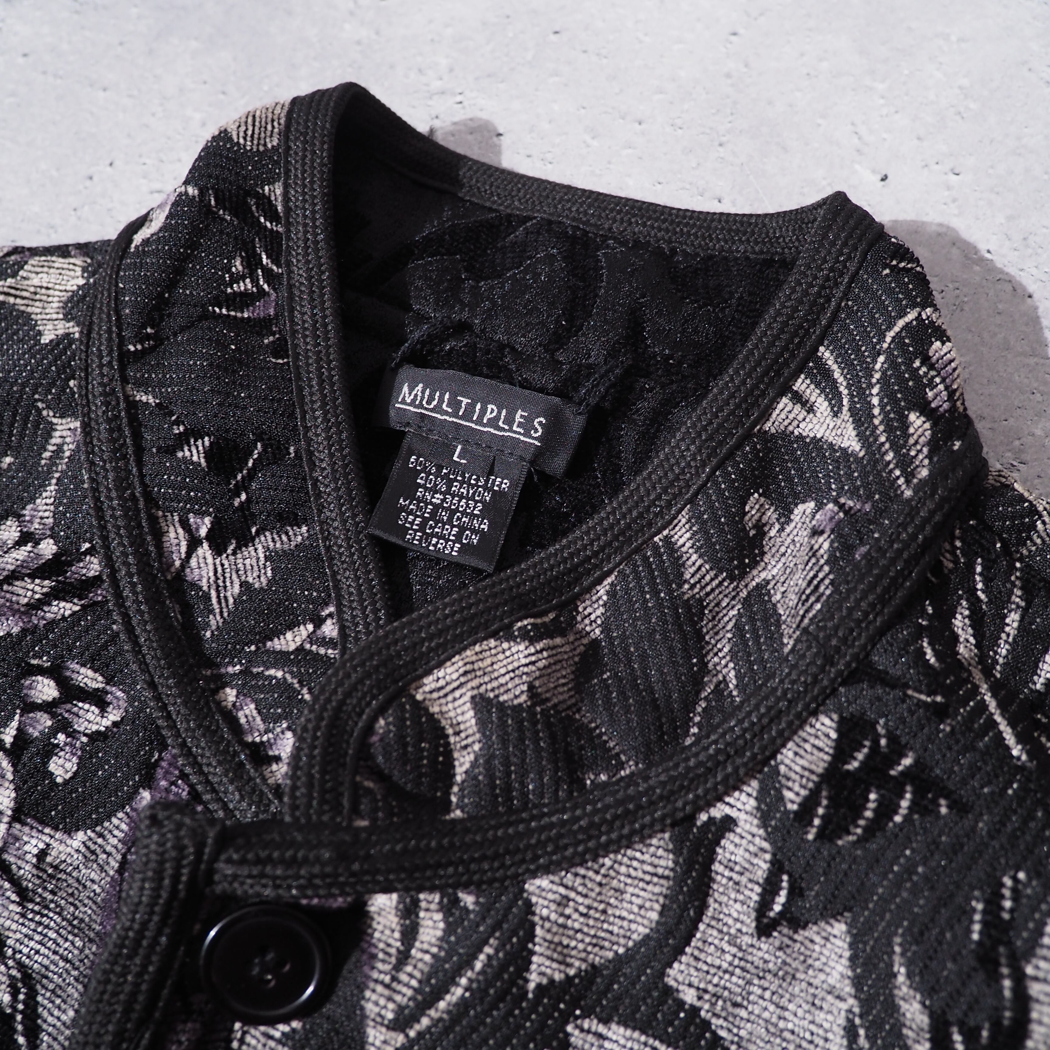 Dark tone flower embroidery two way reversible China jacket