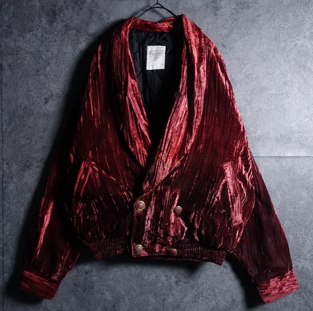 Bordeaux velor pleat design double short blouson