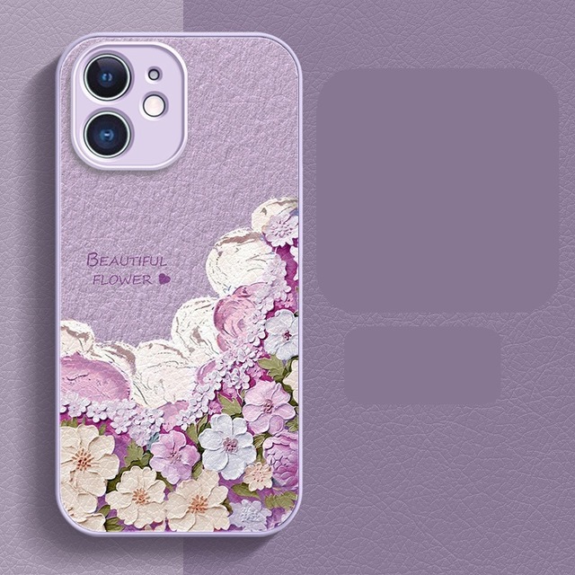 【iPhone17】iPhoneケース スマホケース おしゃれ 韓国 花柄 大人 かわいい シンプル インスタ映え カバー シンプル 可愛い  男女兼用 ペア お揃い パープル 紫 ピンク ホワイト 白