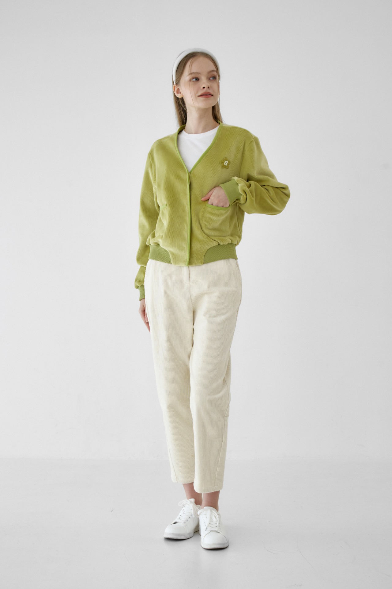 GOXO ゴーエックスオー ギブミーバディフリースポケットカーディガン オリーブ