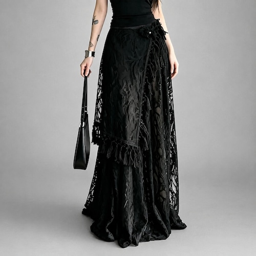 sheer wrap long skirt / l0789