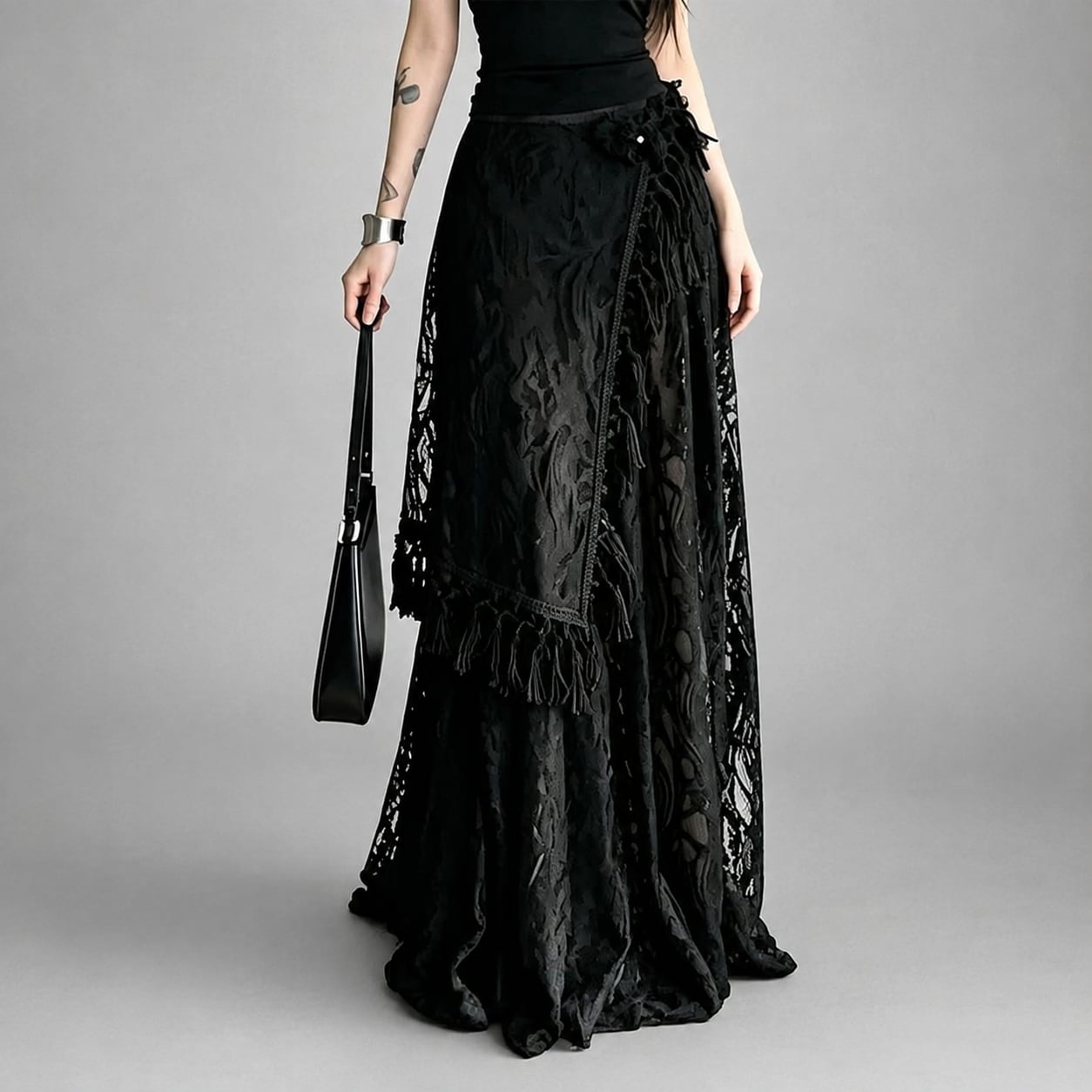 sheer wrap long skirt / l0789