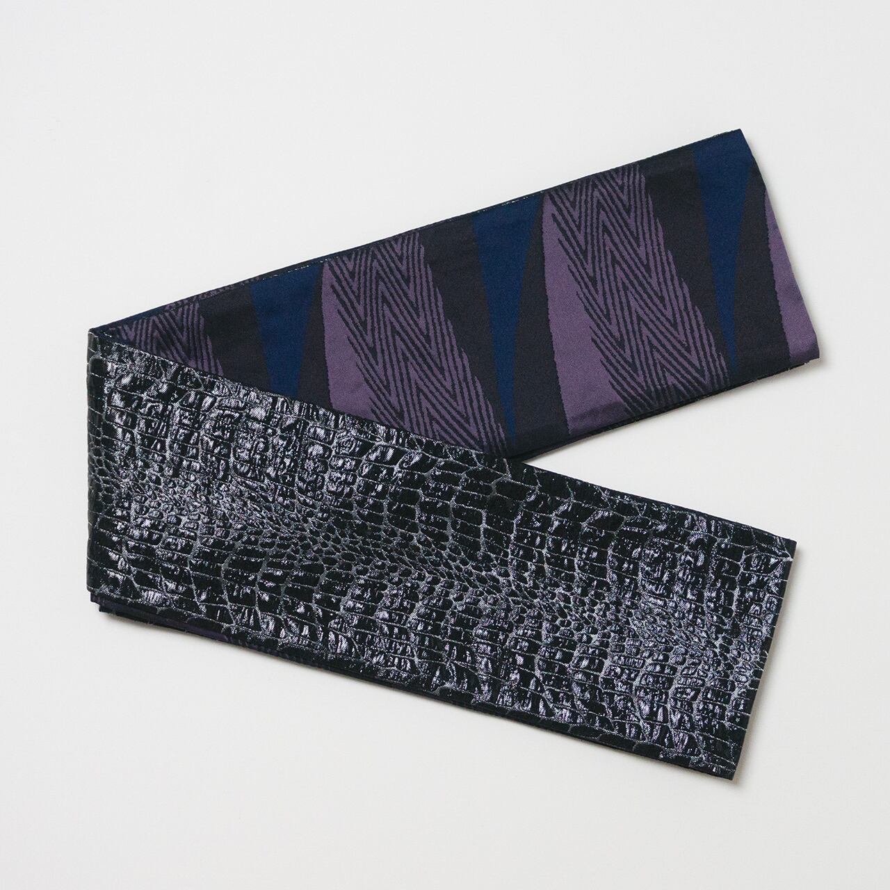 RumiRock半幅帯 「艶クロコ」ブラック [E620] | Rumi Rock Store
