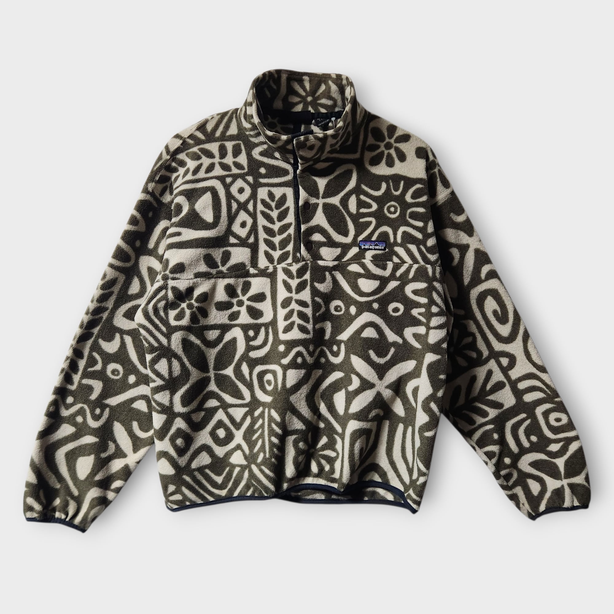 ☆90s USA製 patagoniaパタゴニア 総柄 フリース スナップT S☆B
