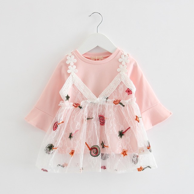 ロリーポップ刺繍の重ね着チュニック（ピンク）