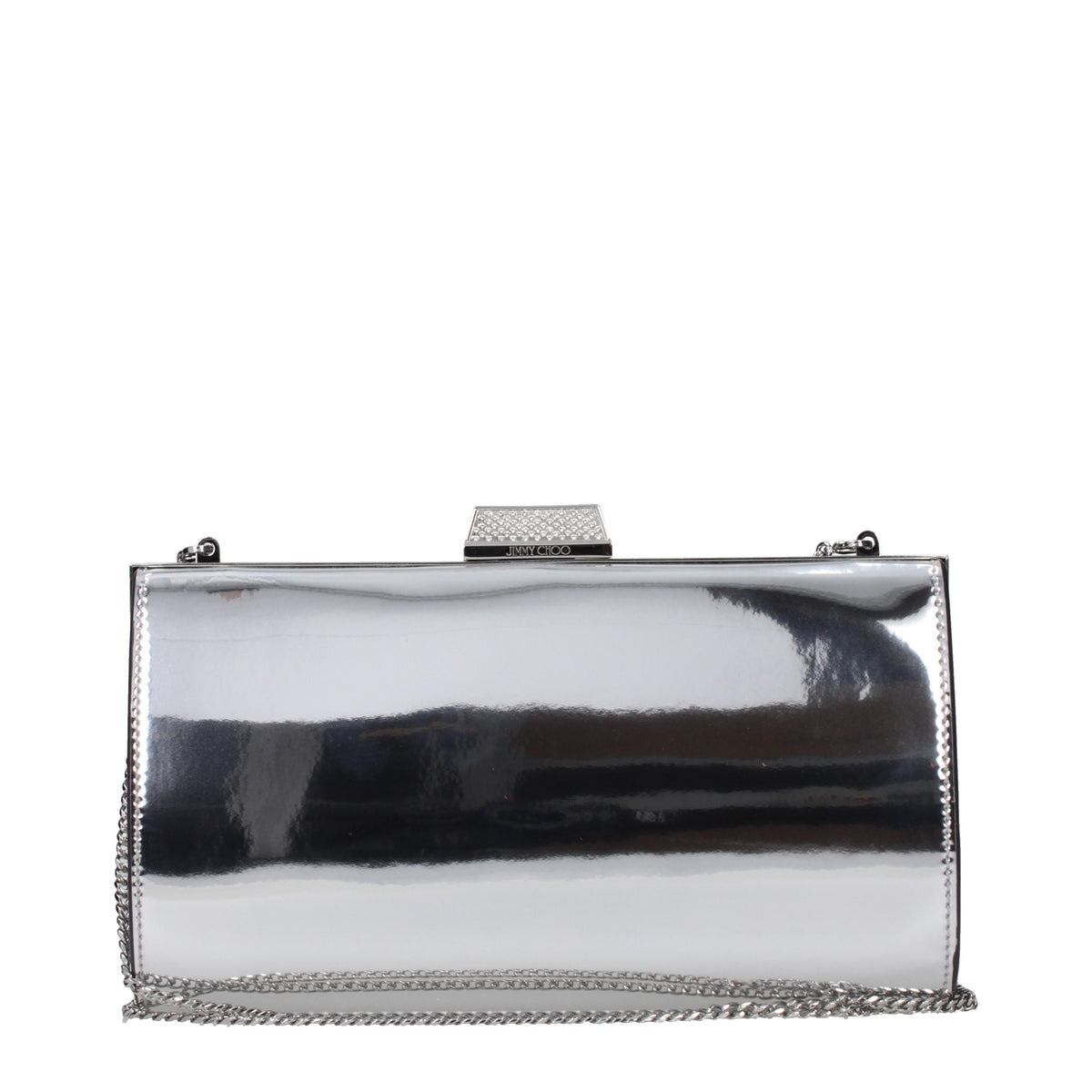 【新品】JIMMY CHOO ジミーチュウ レディース クラッチバッグ レザー シルバー ZAHRAOMFBSILVER