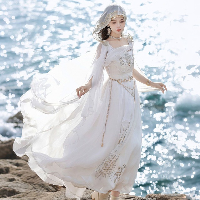 月光の海神姫・シフォンロングドレス