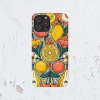 受注生産 iPhoneケース 丸い花と鳥の民芸パネル｜鳥モチーフ PSYF019C