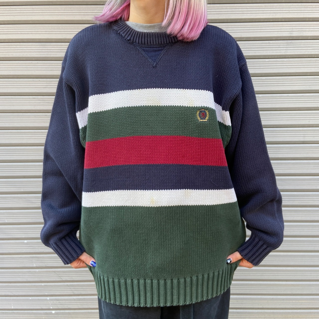 90年代 TOMMY HILFIGER トミーヒルフィガー ボーダー コットンニット 