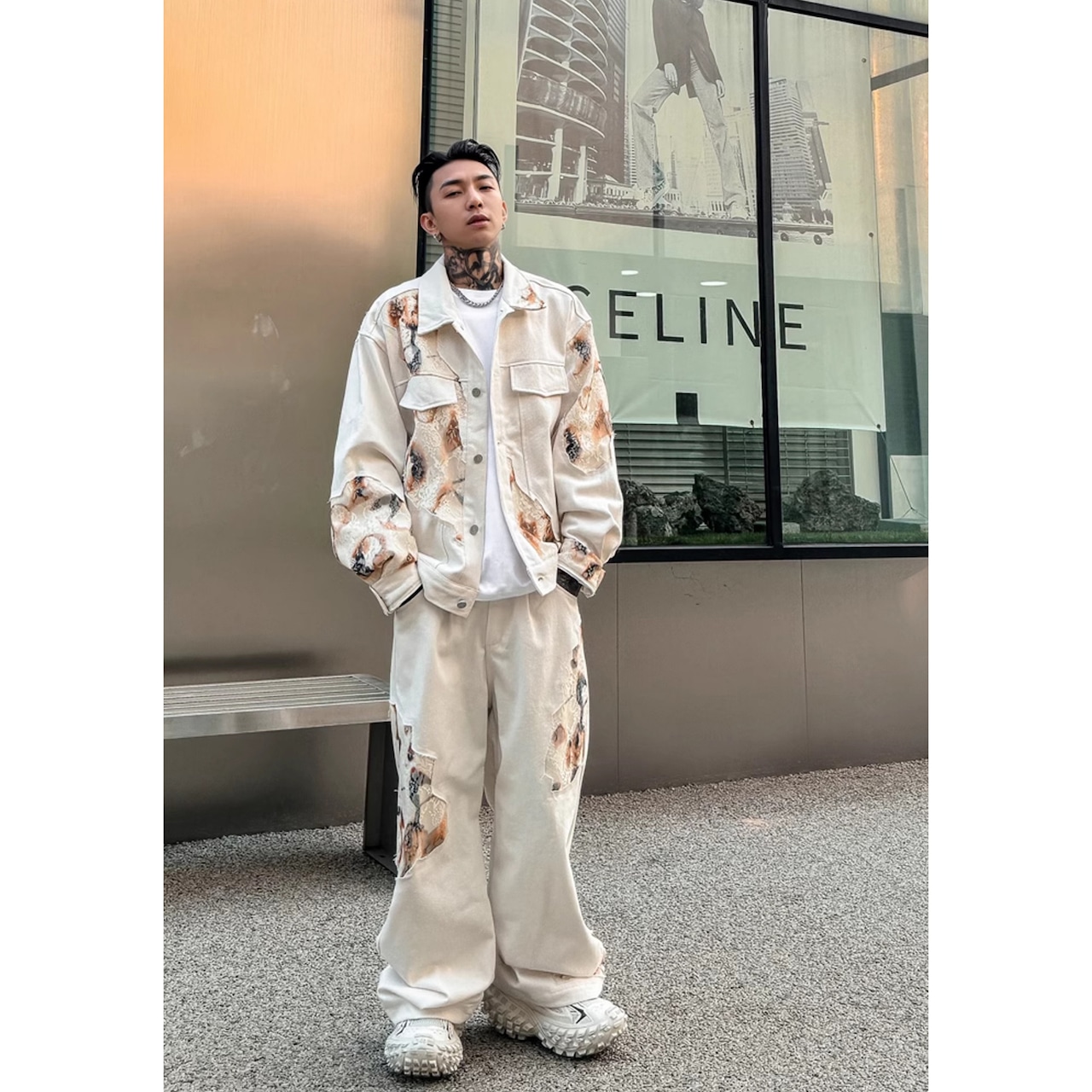 ストリート ヴィンテージ パッチワークフレイムジャケット T716