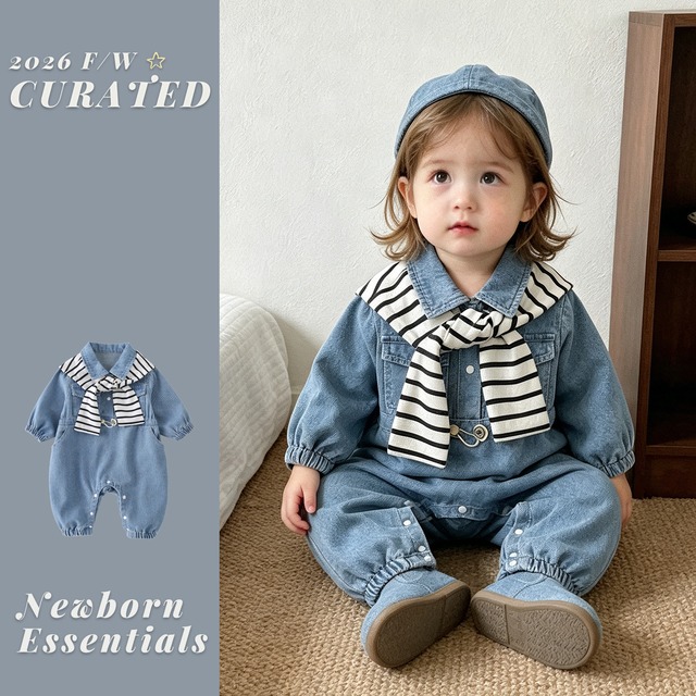 【BABY】ショール付きデニムロンパース