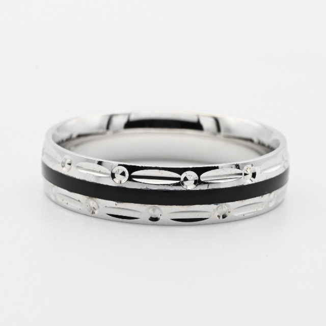 Black Onyx Line Accent Minimum Band Ring #19.5 / Denmark