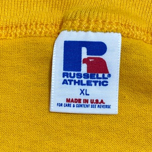 【Russell】90s USA製 無地 Tシャツ プレーン XL ビッグサイズ シングルステッチ 半袖 イエロー US古着