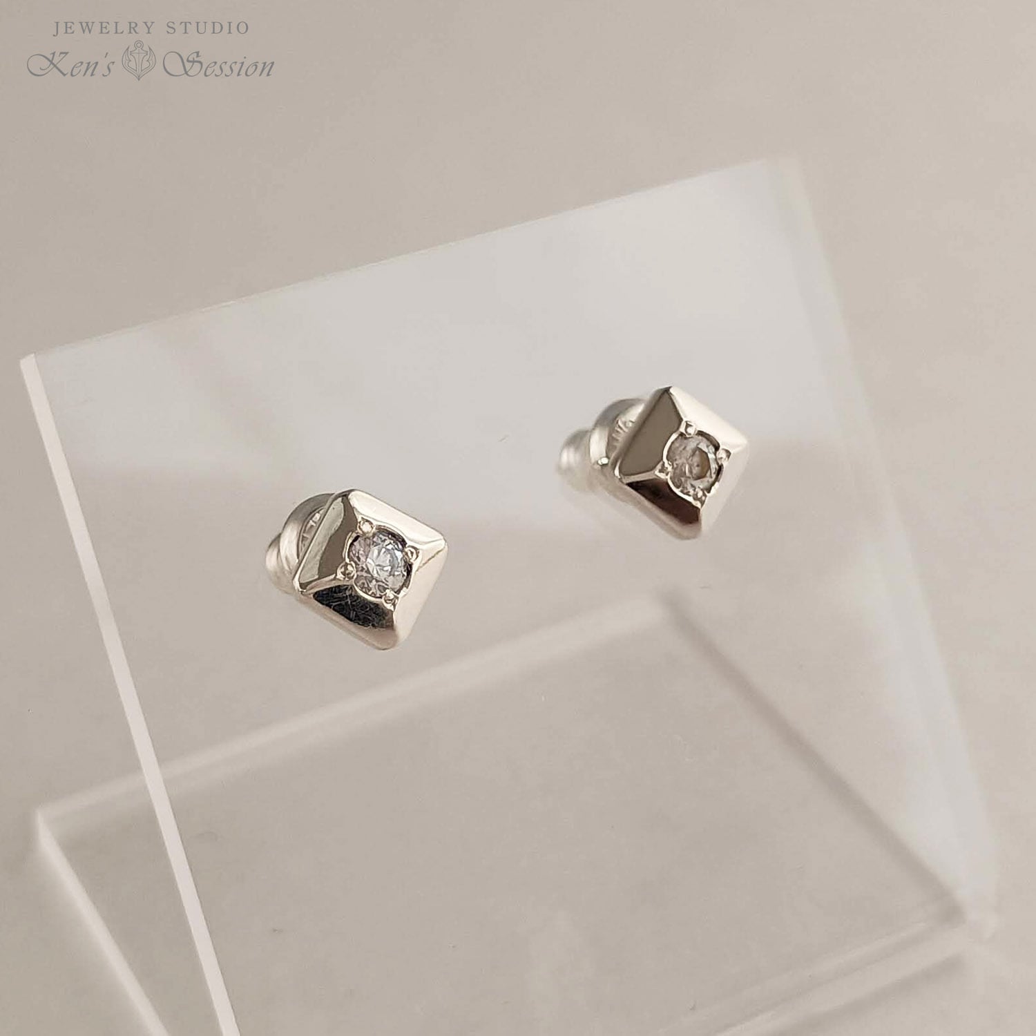 CZスクエアピアス（SV925：1SET）(fs-p-002-cz) | ジュエリー工房