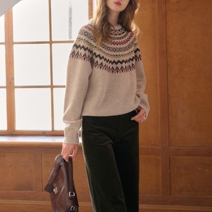 フェアアイル柄 クルーネック ニット W01396