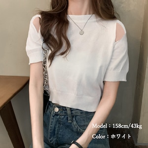 肩出し へそ出し ニット トップス レディース 韓国 春夏 かわいい 大人 きれいめ クロップド丈 おしゃれ カジュアル 大人可愛い 大人女子