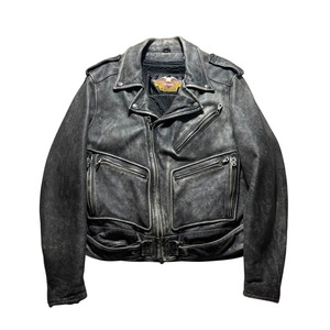 HARLEY-DAVIDSON embroidery black leather double riders jacket