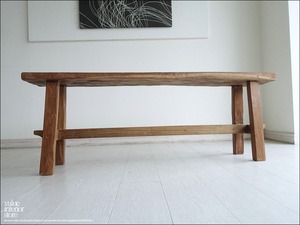 オールドチーク無垢材ベンチ UF20 長椅子 古材家具 一枚板 総無垢 ナチュラル 椅子 イス 世界三大銘木 幅124cm