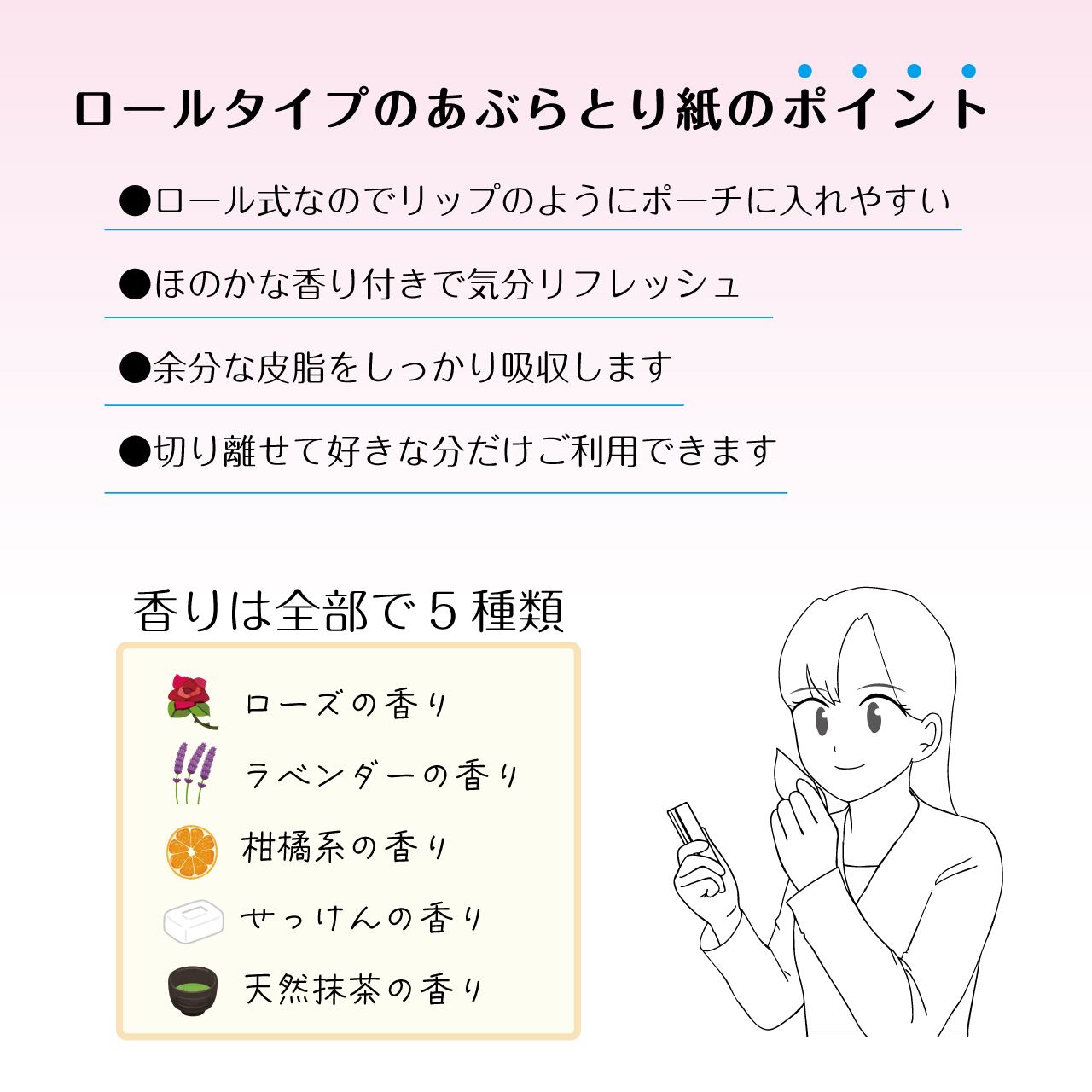 ロールタイプのあぶらとり紙【せっけんの香り】 | (株)長門屋商店