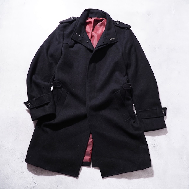 2000s ” PERSON'S ” deformation silhouette design Black wool coat