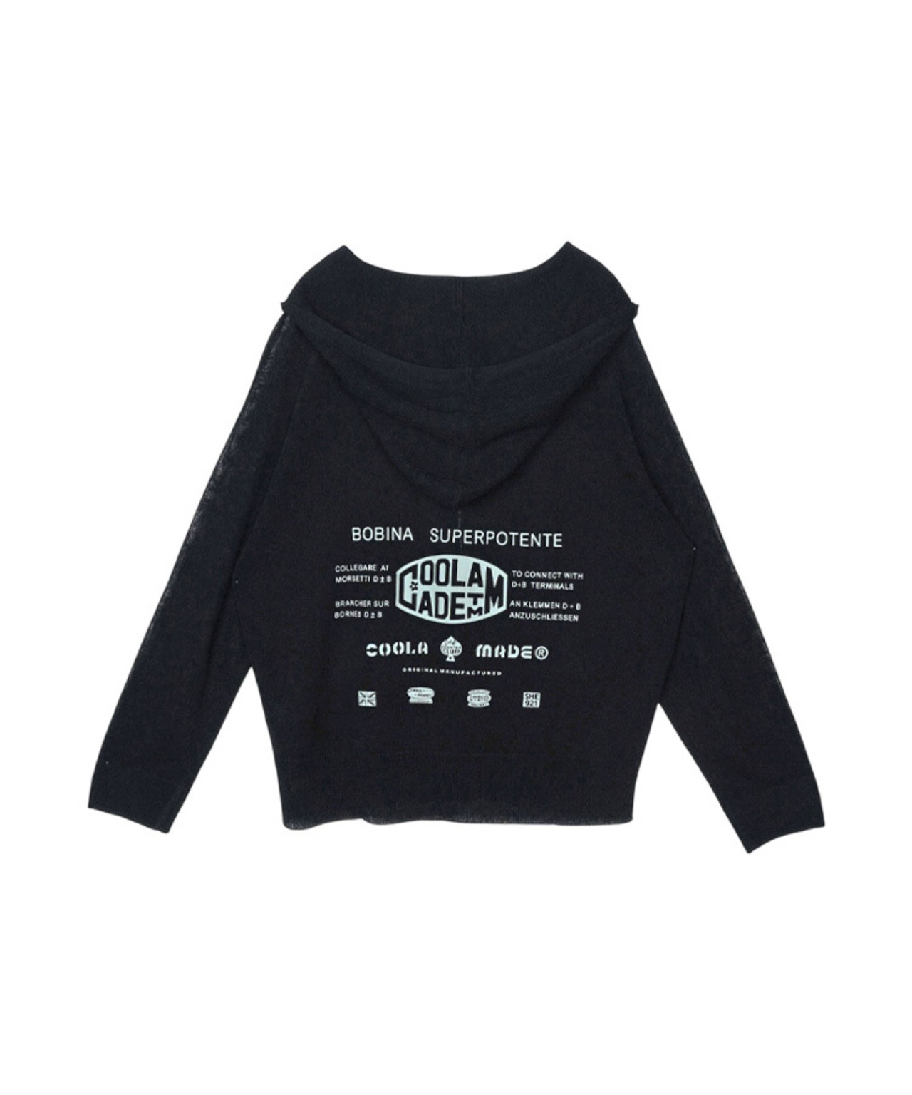 COOLAバックプリントジップアップフーディー (BLACK)　CQ-49015