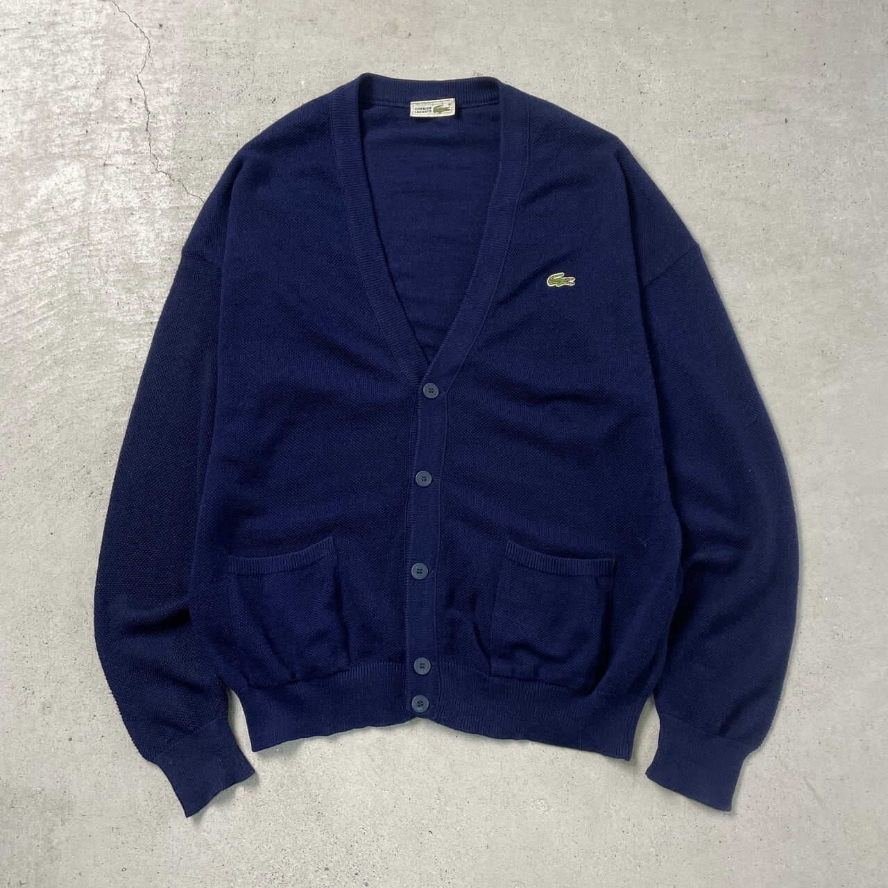 80年代 フランス製 LACOSTE ラコステ ウールニットカーディガン メンズ 