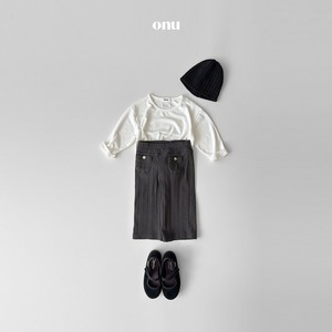 【ONU】 チーズリブパンツ／チャコール（80~120cm）
