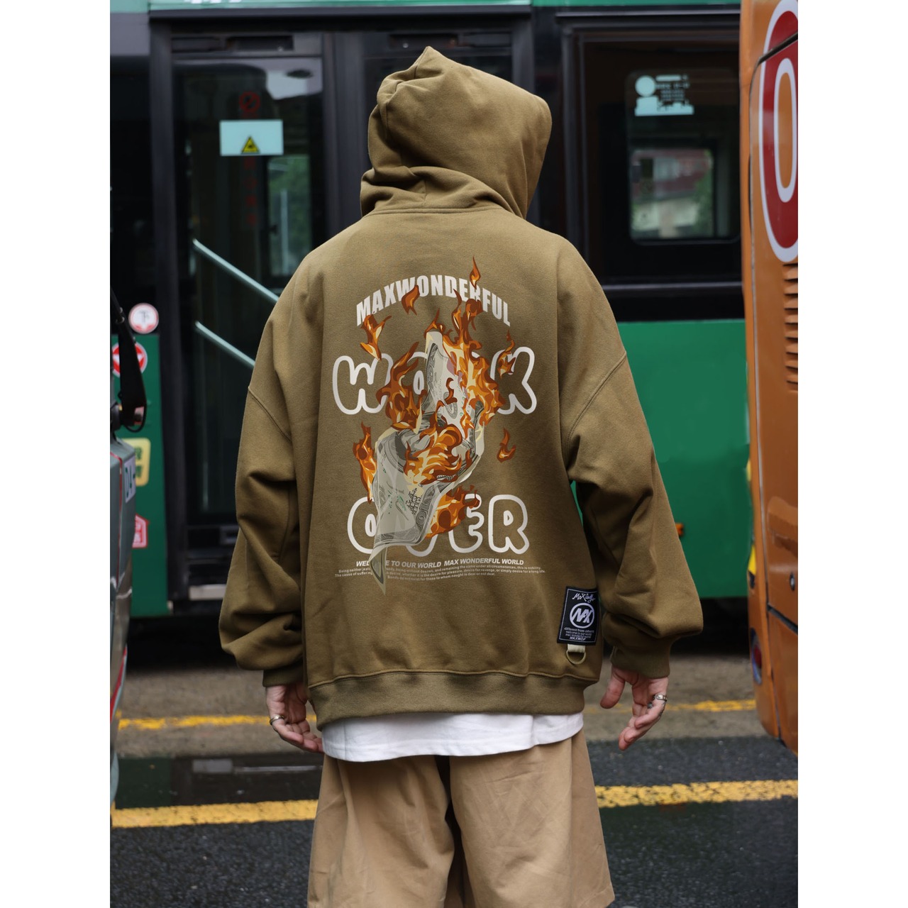 6色展開 裏起毛 Work is over パーカー T589