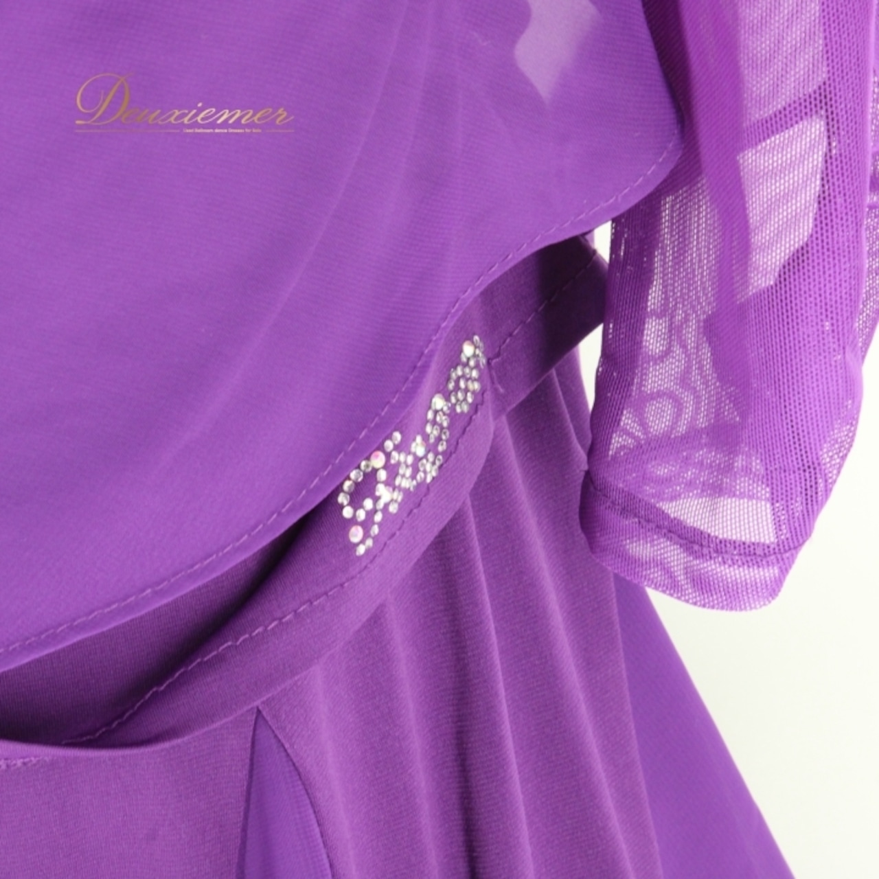 社交ダンス 衣装 スタンダード 上下セット ツーピース レッスンウェア パーティ衣装 レディース Roger 紫 ラインストーン パープル系 上品 バイオレット 大人 かわいい 上品なデザイン エレガント ダンスウェア フェミニン 二重スカート ボリューム感 優雅な動き 伸縮性あり おしゃれ 女性用 M~Lサイズ 発表会 競技用 社交ダンス用