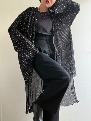 70-80s Vintage Sheer Pleats Polka Dots Robe