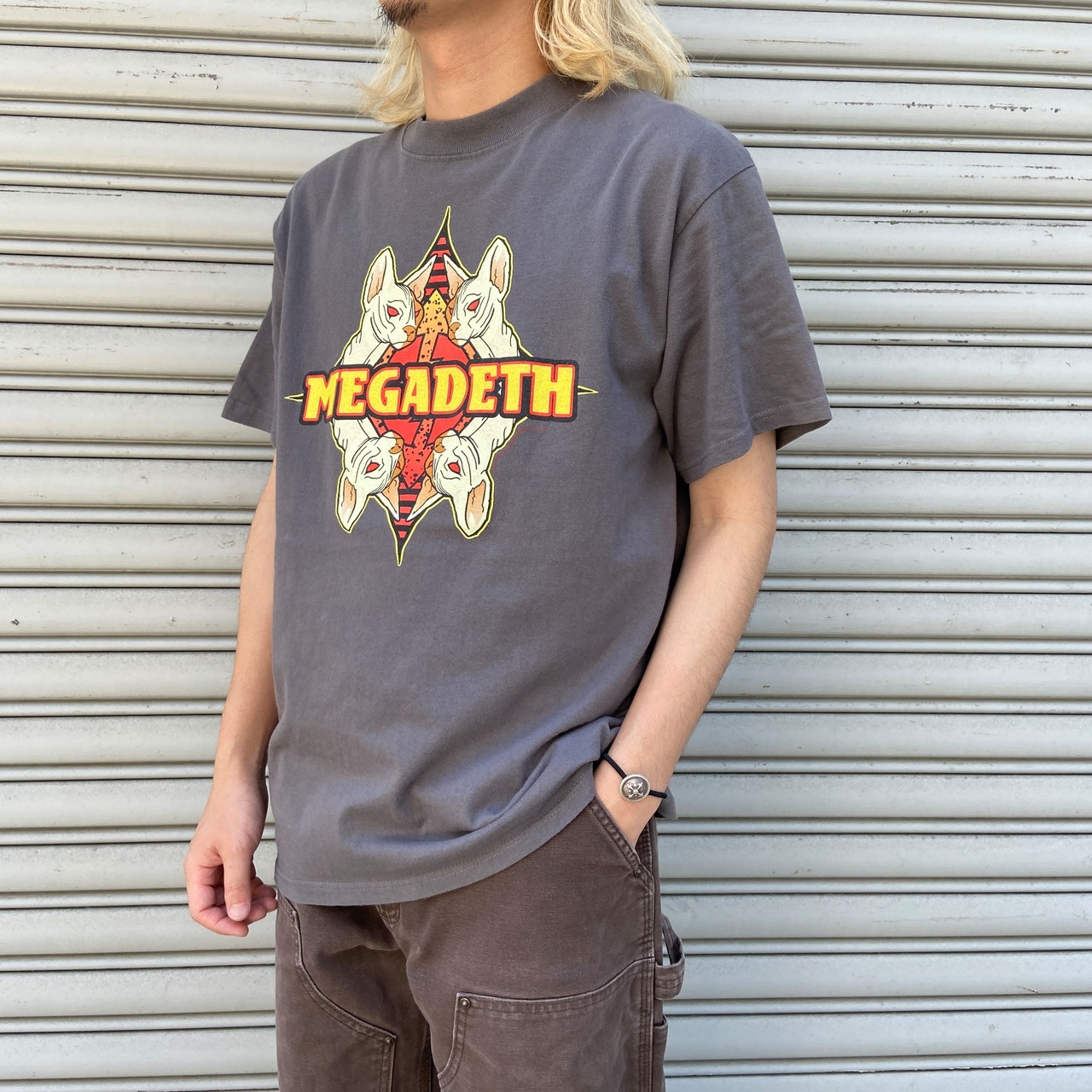 MEGADATH メガデス　バンT リスク　メタル　バンドT L グレー　