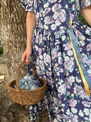 “laura ashley” purple ribbon flower dress