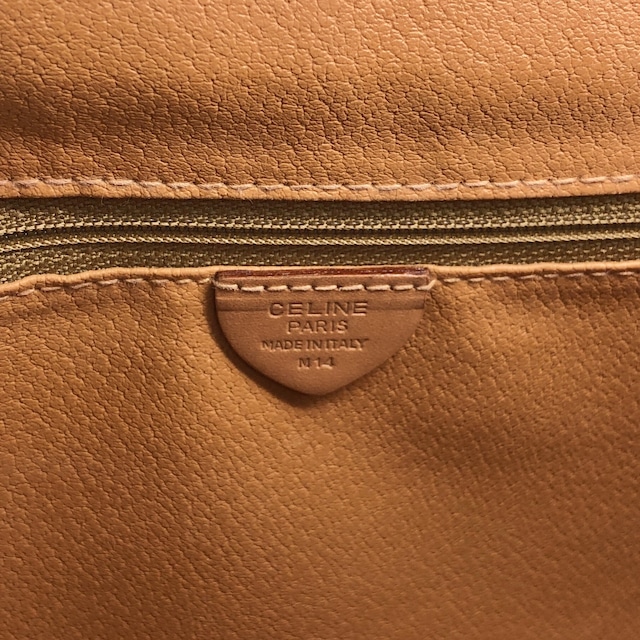 CELINE セリーヌ マカダム ショルダーバッグ ブラウン ブラゾン PVCレザー vintage ヴィンテージ オールド mgt7zs