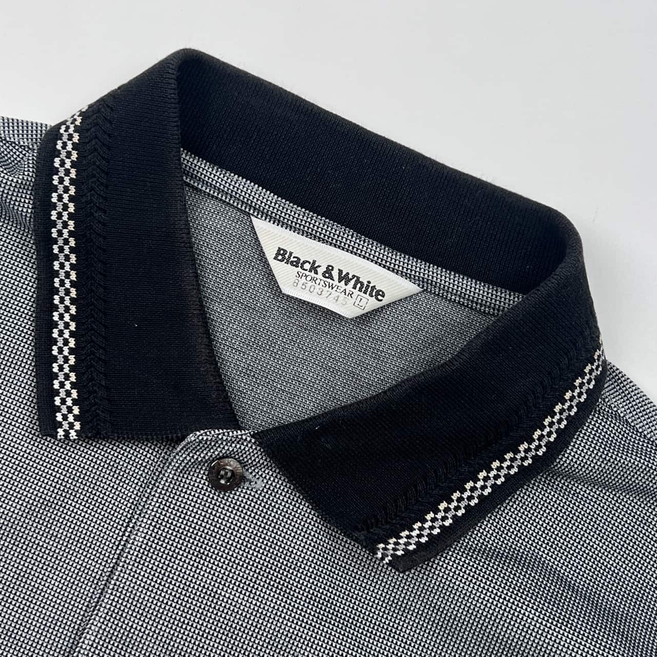 Black & White ブラックアンドホワイト 長袖 ポロシャツ L/ブラック系 メンズ ゴルフ