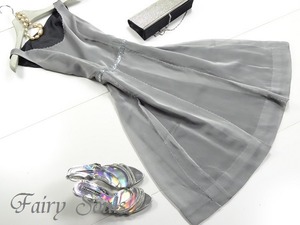 ★送料無料★9号位（M)★ビーズ飾り裏地サテンシフォンのワンピース(OPN5292)