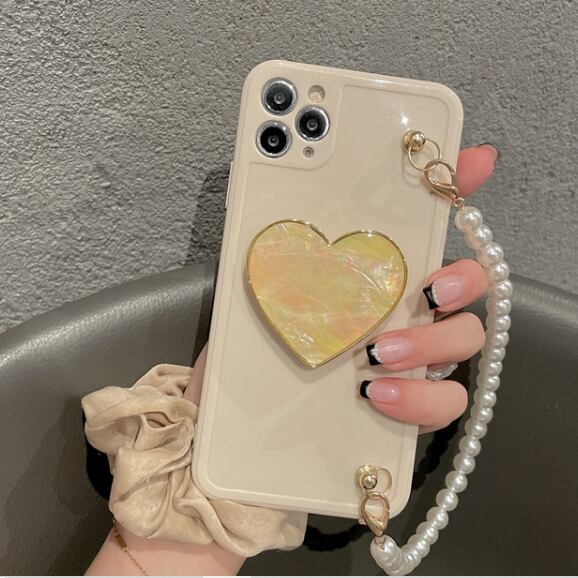 Smartphone Cover Shell Cute スマホケース Iphoneケース 小物 シェル ハート スマホグリップ スタンド 落下防止 パール チェーン おしゃれ シンプル ワンカラー 大人 可愛い ガーリー プレゼント ギフト Iphone7p 8p Iphonexr Xsmax Iphonex Xs Iphone11 Iphone11 Pro