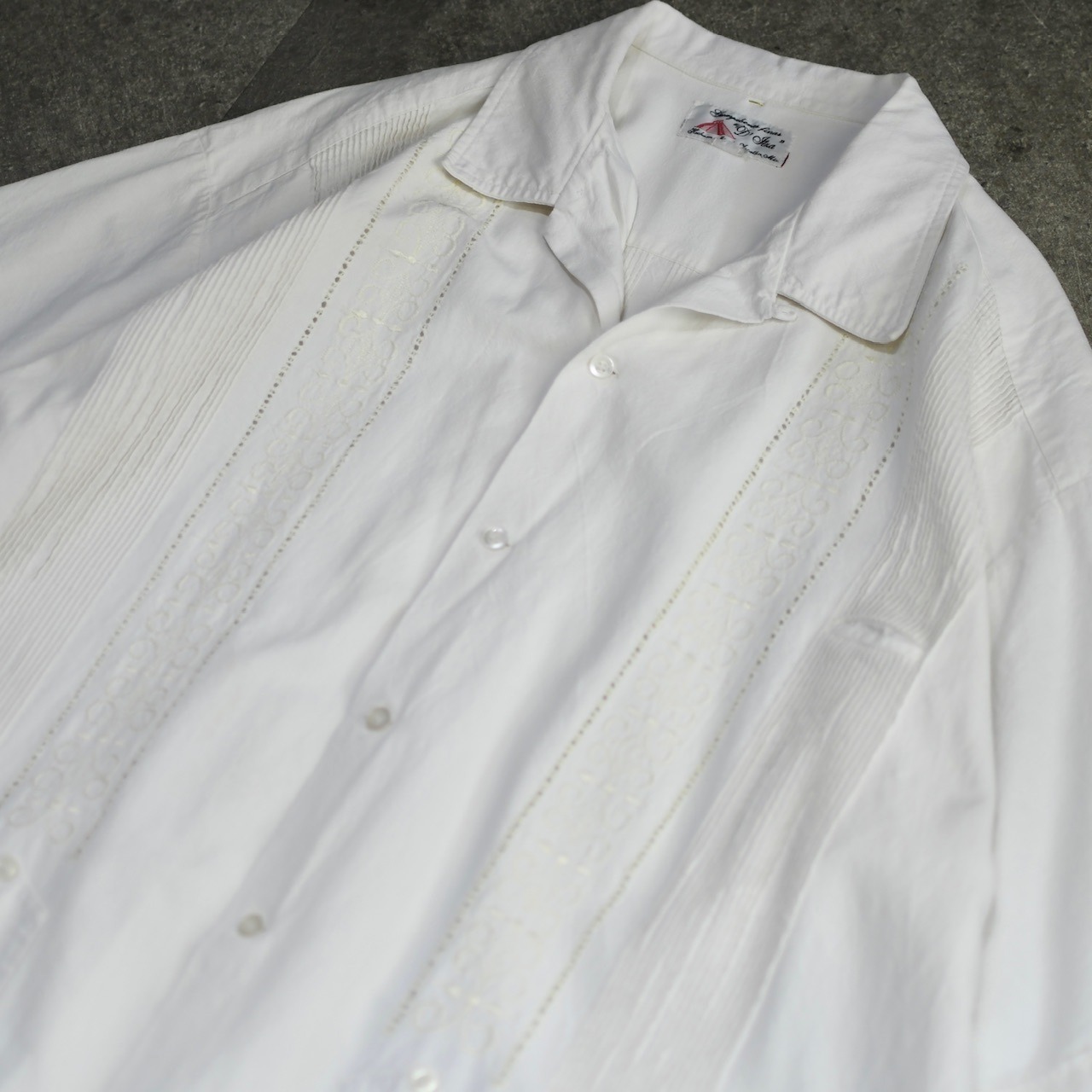 ~80's 3pocket cuba shirt white