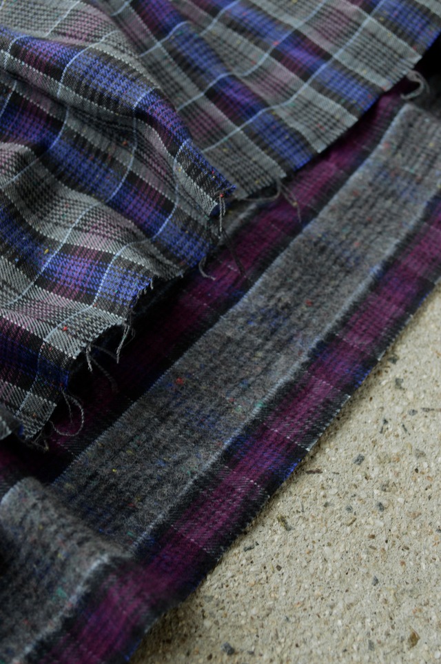 Euro Vintage 1960's-70's French Work Multi Color Nep Cotton Flannel Pullover Shirt PURPLE×CHARCOAL Check Patern ユーロビンテージ フレンチワーク ワークシャツ