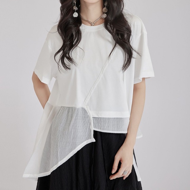 ASYMMETRIC PANEL SHORT SLEEVE RELAXED T-SHIRT M-17768