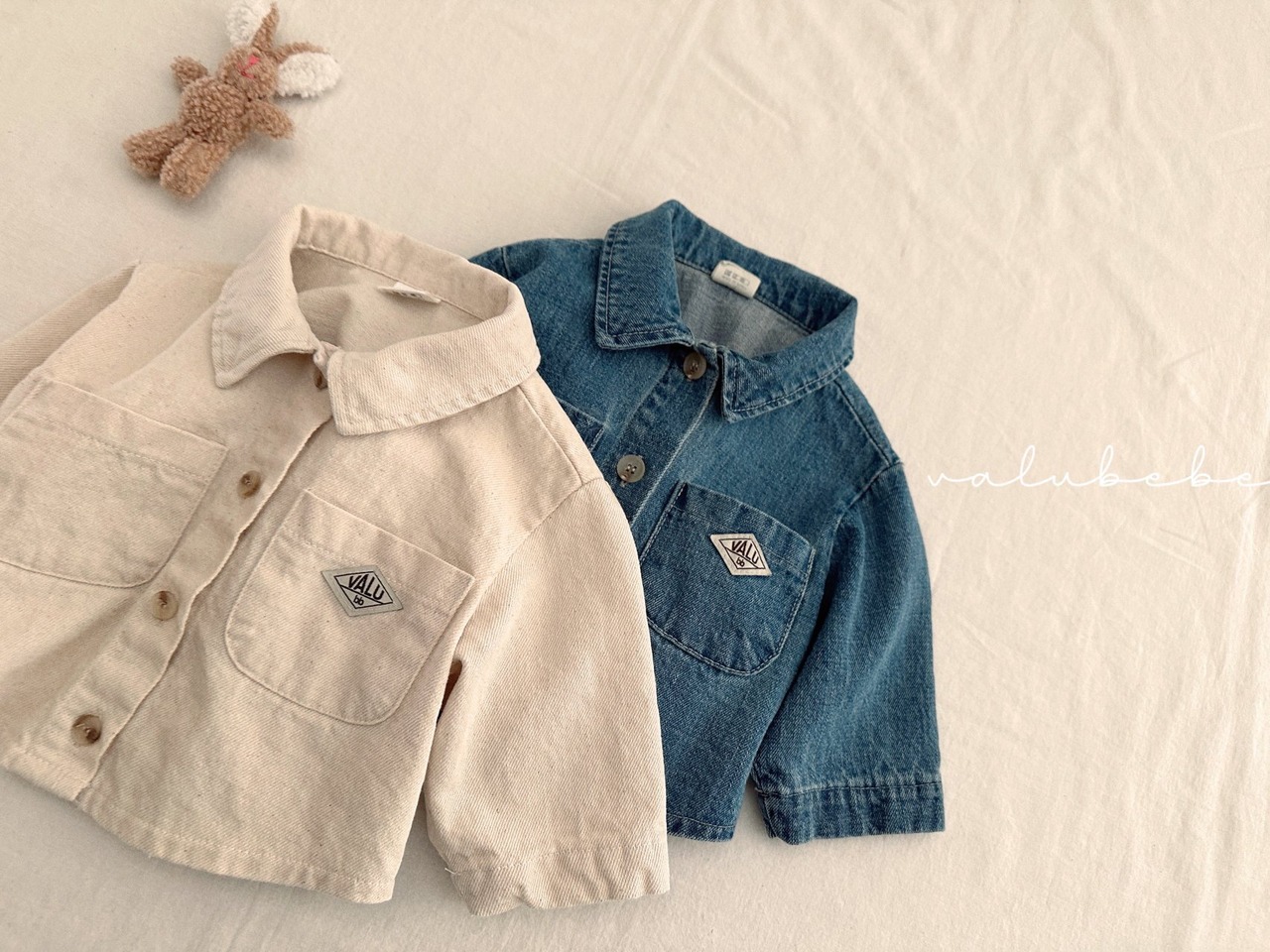 【valu bebe】ワッペンポイントシャツジャケット ミディアムブルー 70〜110cm - 8