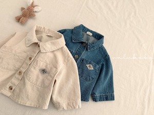 【valu bebe】ワッペンポイントシャツジャケット ミディアムブルー 70〜110cm