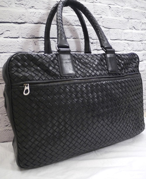 38万◆BOTTEGA VENETA ボッテガヴェネタ イントレチャート A4対応 ビジネス可 レザー バッグ ブリーフケース 黒◆ 定番のビジネスモデル♪