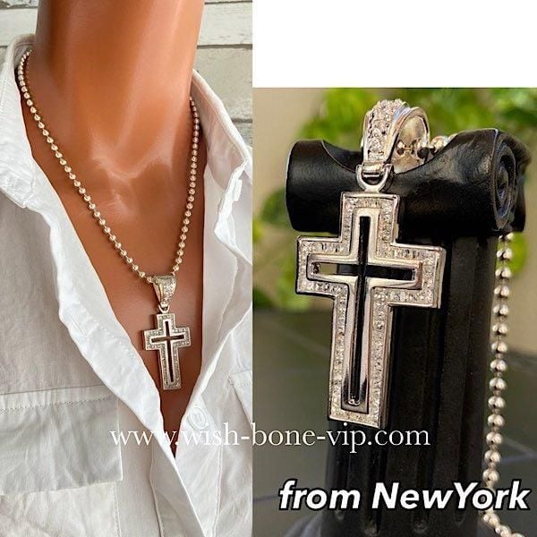 NEW YORK ビンテージネックレス　セレクト　コレクション　シェブロン SILVER925 オープンクロスネックレス NewYorkインポートジュエリー｜CZ