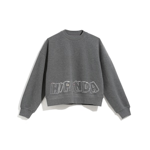 SALE 送料無料【HIPANDA ハイパンダ】男女兼用 ラインストーン スウェット トレーナー  UNISEX RHINESTONE CREW NECK SWEAT SHIRT / GRAY