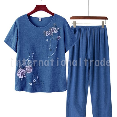 レディース服 花柄ルームウェア 半袖 ハーフパンツ おしゃれ 快適 軽量 夏 涼しい 女性用 部屋着 シンプル デザイン シニア向け 高齢者 大人 リラックス 夏用パジャマ 普段着 母の日 敬老の日　cw-a-5912