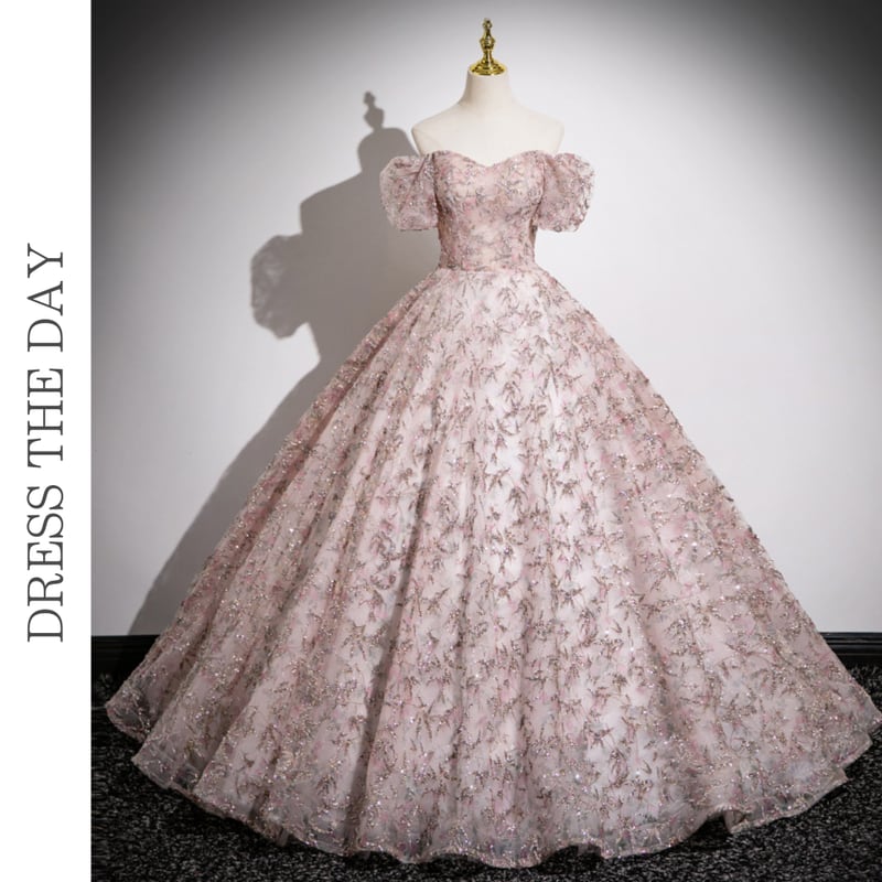 メタリック刺繍2WAYスリーブドレス D0185