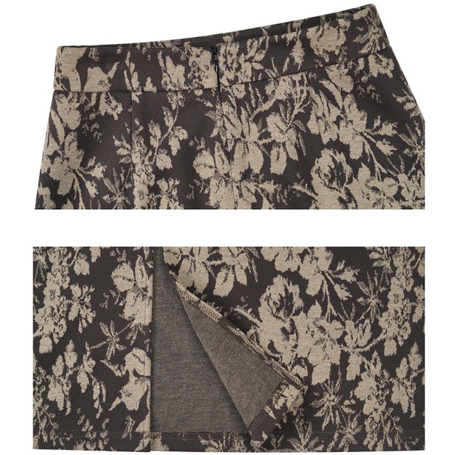 retro print I-line long skirt　10132