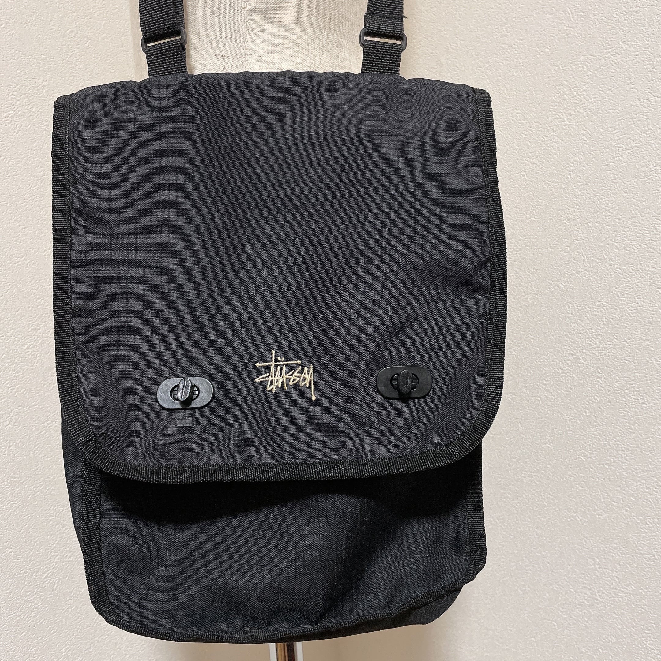 old stussy 90s check shoulder bag