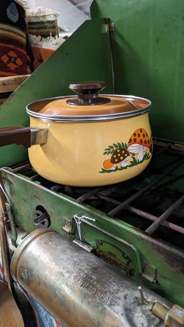 Deadstock Vintage Enamel Pot Mushroom Pattern 70's ビンテージ ホーロー鍋 ポット 片手鍋